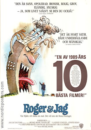 Roger and Me 1989 movie poster Roger B Smith Rhonda Britton Michael Moore Documentaries