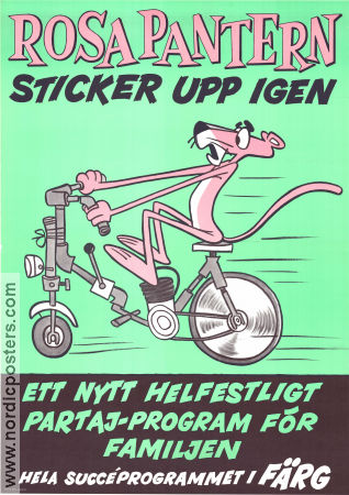 Rosa Pantern sticker upp igen 1970 movie poster Bob Camp Find more: Pink Panther Animation Motorcycles