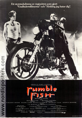 Rumble Fish 1983 poster Matt Dillon Mickey Rourke Nicolas Cage Francis Ford Coppola Motorcyklar Kultfilmer Gäng