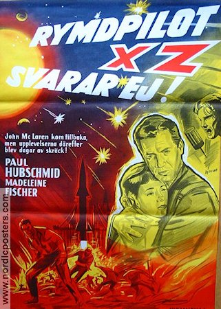 Rymdpilot XZ svarar ej 1960 movie poster Paul Hubschmid Spaceships