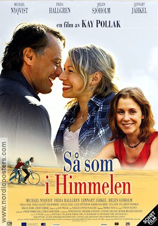 Så som i himmelen 2004 movie poster Michael Nyqvist Frida Hallgren Lennart Jähkel Helen Sjöholm Kay Pollak Bikes