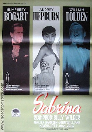 Sabrina 1955 movie poster Audrey Hepburn Humphrey Bogart William Holden Billy Wilder