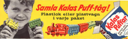Samla Kalaspuff-tåg Kelloggs 1958 poster Food and drink