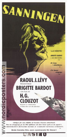La vérité 1960 movie poster Brigitte Bardot Paul Meurisse Charles Vanel Henri-Georges Clouzot