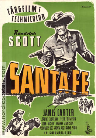 Santa Fe 1951 movie poster Randolph Scott Irving Pichel Trains