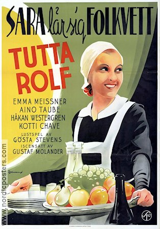 Sara lär sig folkvett 1937 movie poster Tutta Rolf Håkan Westergren Eric Rohman art