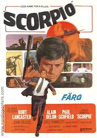 Scorpio 1973 poster Burt Lancaster Alain Delon Paul Scofield Michael Winner Vapen Agenter