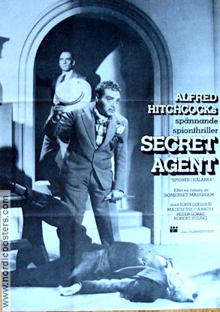 Secret Agent 1937 poster John Gielgud Alfred Hitchcock Agenter
