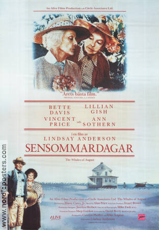 The Whales of August 1988 movie poster Bette Davis Lilian Gish Lindsay Anderson