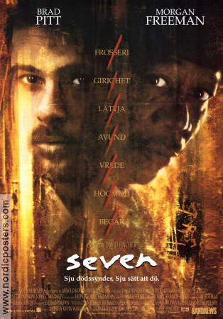 Seven 1995 movie poster Morgan Freeman Brad Pitt Gwyneth Paltrow Kevin Spacey David Fincher