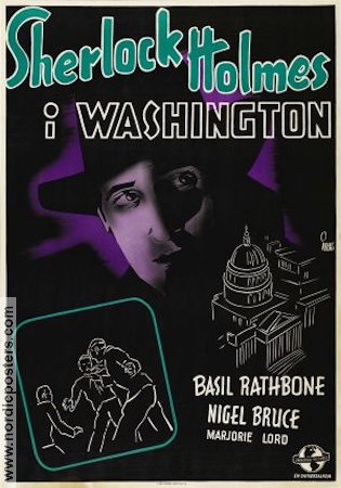 Sherlock Holmes in Washington 1942 movie poster Basil Rathbone Find more: Sherlock Holmes