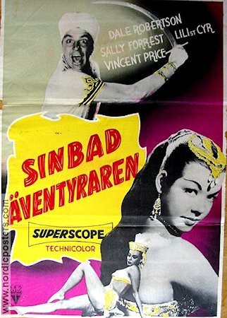Sinbad äventyraren 1955 poster Lili St Cyr Dale Robertson Svärd och sandal