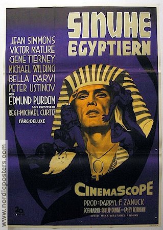 Sinuhe egyptiern 1954 movie poster Edmund Purdom Jean Simmons Michael Curtiz Sword and sandal