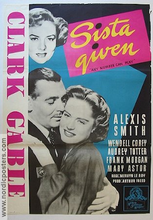 Sista given 1950 poster Clark Gable Alexis Smith Gambling