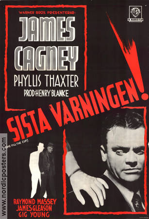 Sista varningen 1951 poster James Cagney Phyllis Thaxter Raymond Massey Gordon Douglas