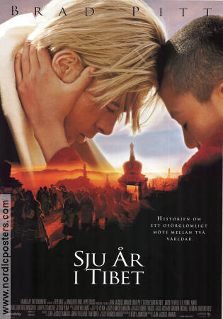 Seven Years in Tibet 1997 movie poster Brad Pitt Jean-Jacques Annaud Asia Religion