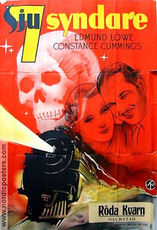 Seven Sinners 1937 movie poster Edmund Lowe Constance Cummings Eric Rohman art Trains