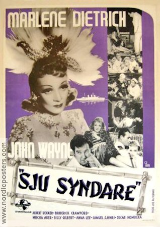 Sju syndare 1940 poster Marlene Dietrich John Wayne