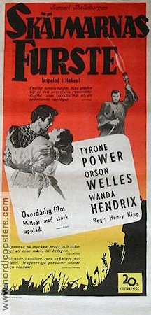 Skälmarnas furste 1949 poster Tyrone Power Orson Welles Wanda Hendrix Henry King