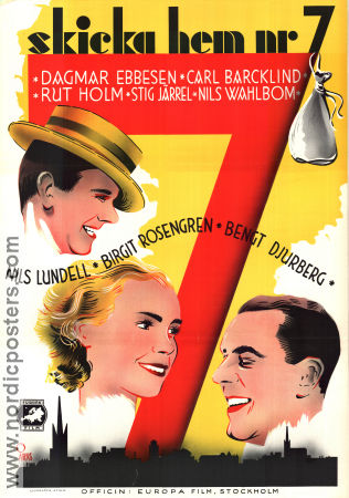 Skicka hem nr 7 1937 movie poster Nils Lundell Birgit Rosengren Bengt Djurberg Schamyl Bauman Eric Rohman art