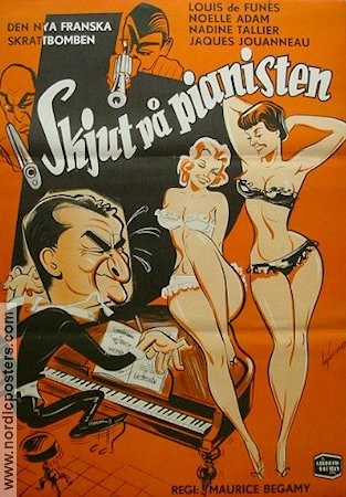 Tirez sur le pianiste 1957 movie poster Louis de Funes Instruments Ladies