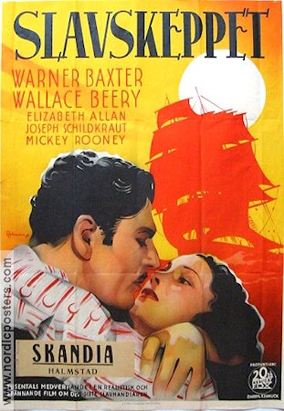 Slavskeppet 1937 poster Warner Baxter Wallace Beery Eric Rohman art Skepp och båtar
