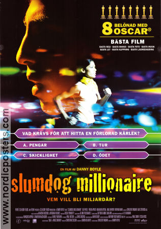 Slumdog Millionaire 2008 movie poster Dev Patel Freida Pinto Saurabh Shukla Danny Boyle Country: India Asia