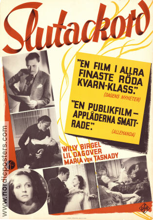 Schlussakkord 1936 movie poster Lil Dagover Willy Birgel Douglas Sirk Production: UFA
