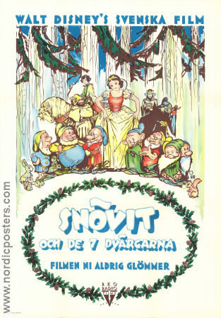 Snow White and the Seven Dwarfs 1937 movie poster Snövit Poster artwork: Gustaf Tenggren