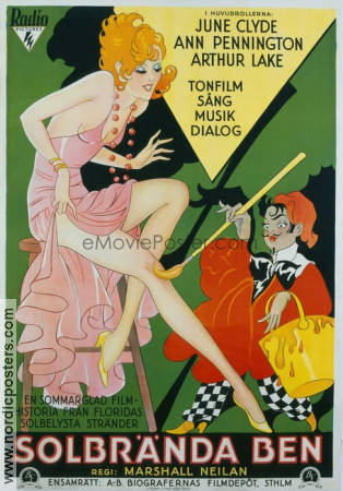 Solbrända ben 1929 poster June Clyde