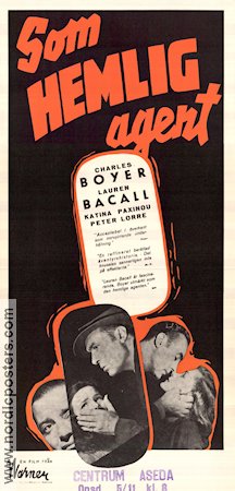 Som hemlig agent 1945 poster Charles Boyer Lauren Bacall