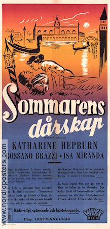 Sommarens dårskap 1955 poster Katharine Hepburn Rossano Brazzi Isa Miranda David Lean