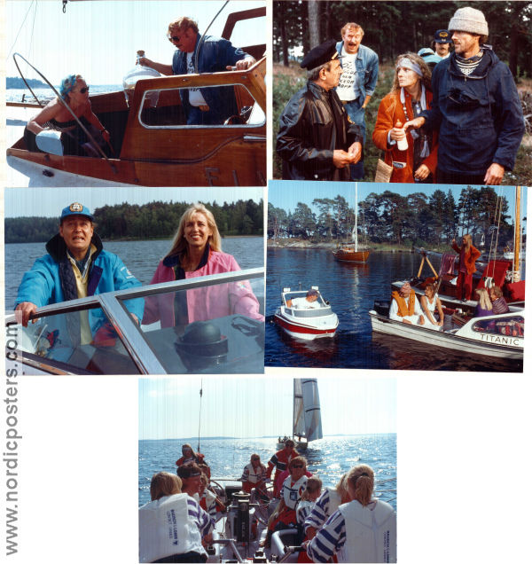 SOS En segelsällskapsresa 1988 lobbykort Jon Skolmen Birgitte Söndergaard Lasse Åberg Skepp och båtar Telefoner Resor