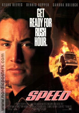 Speed 1994 movie poster Keanu Reeves Sandra Bullock Dennis Hopper Jan de Bont Cars and racing