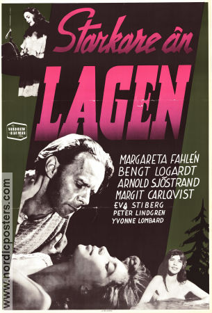 Starkare än lagen 1951 movie poster Margareta Fahlén Bengt Logardt Margit Carlqvist Arnold Sjöstrand