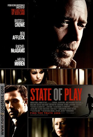 State of Play 2009 movie poster Russell Crowe Rachel McAdams Ben Affleck Kevin Macdonald