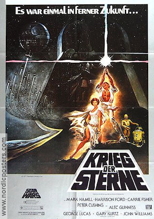 Krieg der Sterne 1977 movie poster Mark Hamill Harrison Ford Carrie Fisher Alec Guinness George Lucas Find more: Star Wars