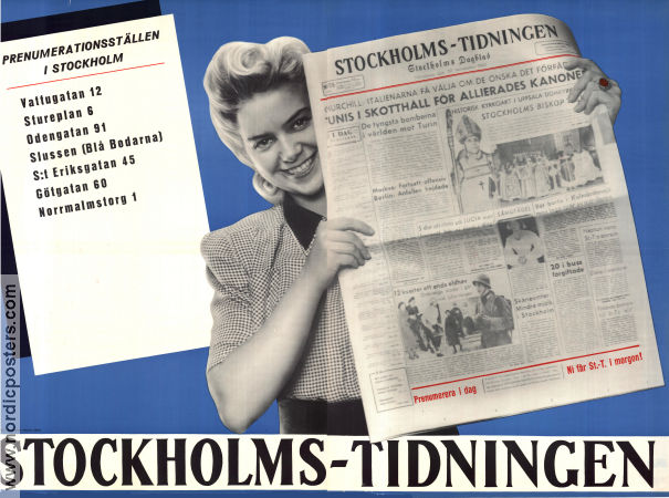 Stockholmstidningen 1942 poster Newspapers Find more: Stockholm