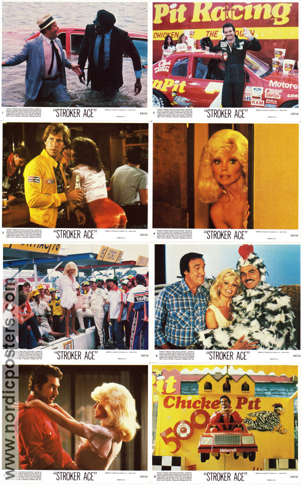 Stroker Ace 1983 lobbykort Burt Reynolds Loni Anderson Ned Beatty Hal Needham Bilar och racing