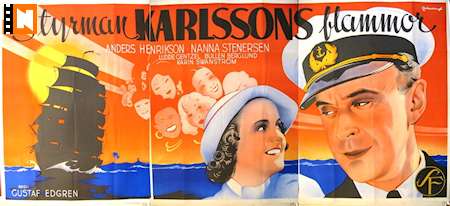 Styrman Karlssons flammor 1938 movie poster Anders Henrikson Nanna Stenersen Eric Rohman art
