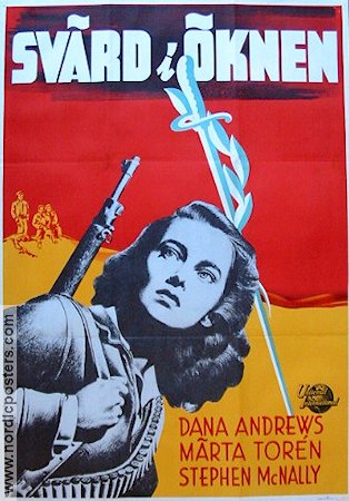 Sword in the Desert 1949 movie poster Märta Torén