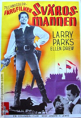 The Swordsman 1948 movie poster Larry Parks Ellen Drew George Macready Joseph H Lewis Adventure and matine