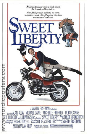 Sweet Liberty 1986 poster Michael Caine Michelle Pfeiffer Alan Alda Motorcyklar