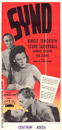 Synd 1948 movie poster Birgit Tengroth Sture Lagerwall