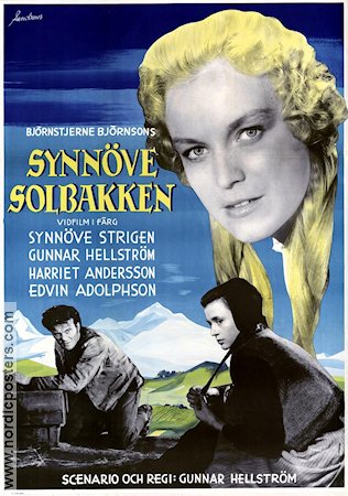 Synnöve Solbakken 1957 movie poster Synnöve Strigen Gunnar Hellström Harriet Andersson