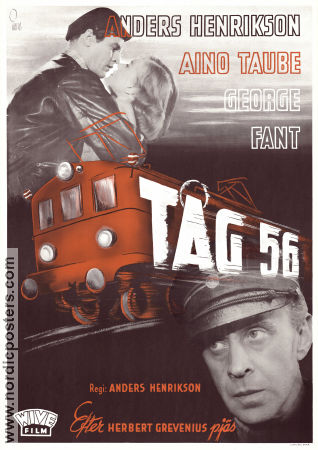 Tåg 56 1943 movie poster Anders Henrikson Aino Taube George Fant Anders Henrikson Trains