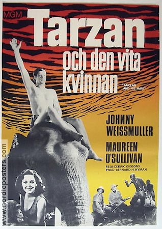 Tarzan and His Mate 1934 movie poster Johnny Weissmuller Maureen O´Sullivan Find more: Tarzan