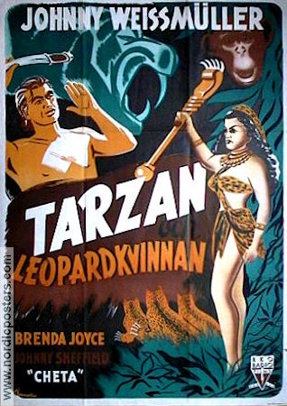Tarzan och Leopardkvinnan 1946 poster Johnny Weissmuller Brenda Joyce Johnny Sheffield Kurt Neumann Hitta mer: Tarzan