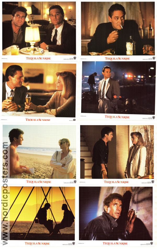 Tequila Sunrise 1988 lobby card set Mel Gibson Michelle Pfeiffer Kurt Russell Robert Towne