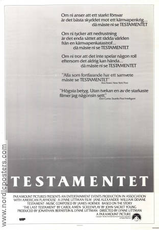 The Last Testament 1983 movie poster Jane Alexander Lynne Littman